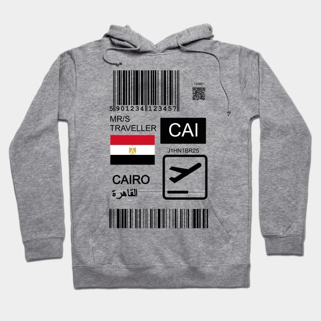 Cairo Egypt travel ticket Hoodie by Travellers